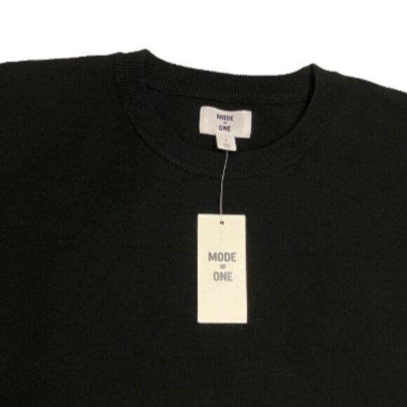Mode of One Mens Relaxed Fit Short Sleeve Crewneck Sweater Deep Black L - Picture 4 of 5